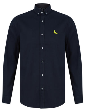 Ashbourne Cotton Twill Long Sleeve Shirt in Sky Captain Navy - Kensington Eastside