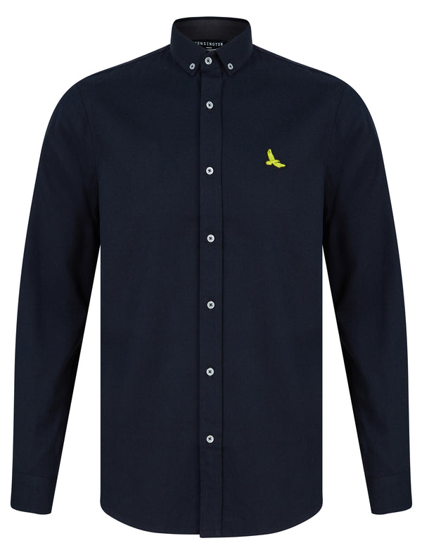 Ashbourne Cotton Twill Long Sleeve Shirt in Sky Captain Navy - Kensington Eastside