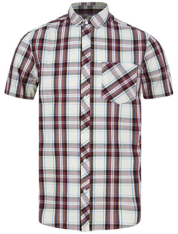 Pinzon Checked Cotton Short Sleeve Shirt in Red Check  - Tokyo Laundry