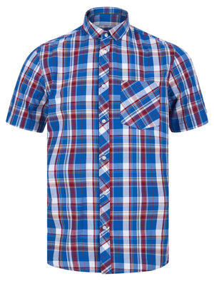 Cristobal Checked Cotton Short Sleeve Shirt in Red Check  - Tokyo Laundry
