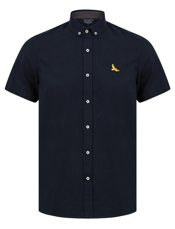 Mixam Short Sleeve Cotton Twill Shirt in Sky Captain Navy - Kensington Eastside