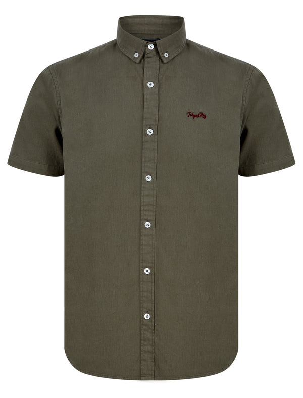 Elbury Short Sleeve Cotton Twill Shirt in Dusty Olive  - Tokyo Laundry