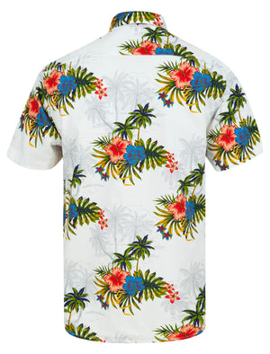 Baracoa Floral Print Short Sleeve Shirt in Bright White - Tokyo Laundry