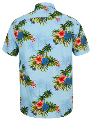 Baracoa Floral Print Short Sleeve Shirt in Dream Blue - Tokyo Laundry