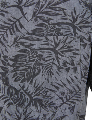 Varadero Tropical Print Short Sleeve Shirt in Light Grey Chambray - Tokyo Laundry