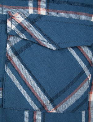 Hesperus Quilted Cotton Flannel Checked Overshirt Jacket in Dark Denim - Tokyo Laundry