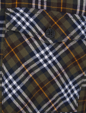 Sawatch Borg Lined Cotton Flannel Checked Overshirt Jacket in Navy / Khaki  - Tokyo Laundry