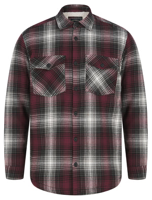 Crestone Borg Lined Cotton Flannel Checked Overshirt Jacket in Red Mahogany - Tokyo Laundry