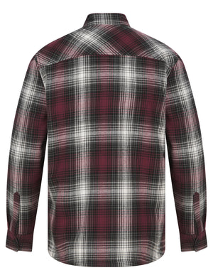 Crestone Borg Lined Cotton Flannel Checked Overshirt Jacket in Red Mahogany - Tokyo Laundry