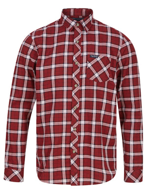 Deciduous Checked Cotton Flannel Shirt in Sun-Dried Tomato - Tokyo Laundry