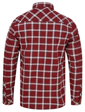 Deciduous Checked Cotton Flannel Shirt in Sun-Dried Tomato - Tokyo Laundry