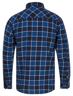 Yosemite Yarn Dyed Checked Cotton Flannel Shirt in Estate Blue - Tokyo Laundry