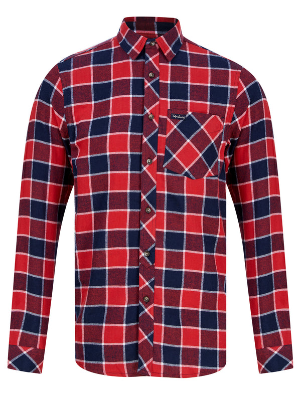 Yosemite Yarn Dyed Checked Cotton Flannel Shirt in Pompeian Red - Tokyo Laundry