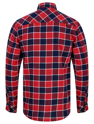 Yosemite Yarn Dyed Checked Cotton Flannel Shirt in Pompeian Red - Tokyo Laundry