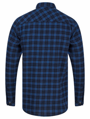Yoho Yarn Dyed Checked Cotton Flannel Shirt in Galaxy Blue - Tokyo Laundry