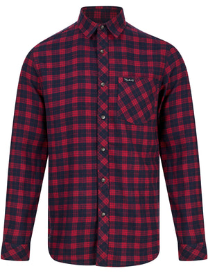 Yoho Yarn Dyed Checked Cotton Flannel Shirt in Rumba Red - Tokyo Laundry