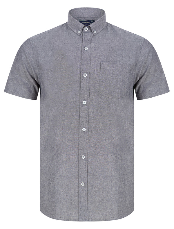 Claudius Chambray Cotton Short Sleeve Shirt in Black - Tokyo Laundry