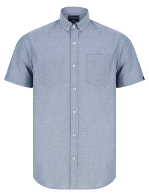 Claudius Chambray Cotton Short Sleeve Shirt in Blue - Tokyo Laundry