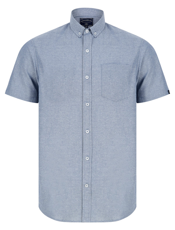 Claudius Chambray Cotton Short Sleeve Shirt in Blue - Tokyo Laundry