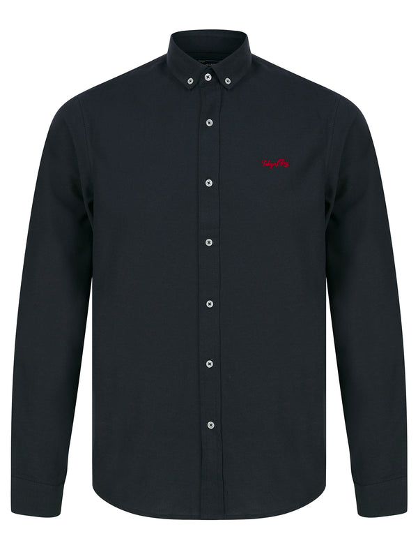 Augustus Oxford Cotton Twill Long Sleeve Shirt in Navy - Tokyo Laundry