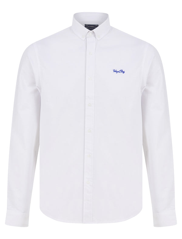 Augustus Oxford Cotton Twill Long Sleeve Shirt in White - Tokyo Laundry