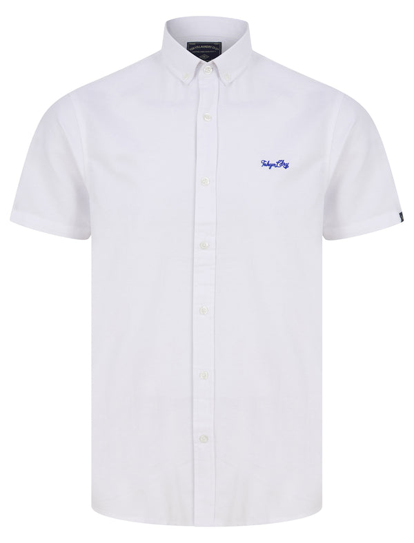Tiberius Short Sleeve Oxford Cotton Shirt in White  - Tokyo Laundry