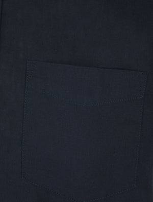 Bertrand Classic Collar Short Sleeve Cotton Linen Shirt in Sky Captain Navy - Tokyo Laundry