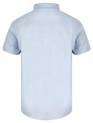 Bertrand Classic Collar Short Sleeve Cotton Linen Shirt in Soft Blue - Tokyo Laundry