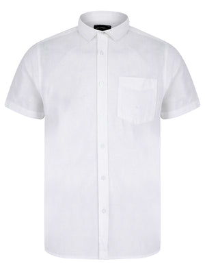 Bertrand Classic Collar Short Sleeve Cotton Linen Shirt in Bright White - Tokyo Laundry