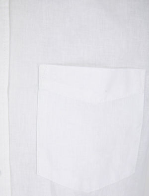 Bertrand Classic Collar Short Sleeve Cotton Linen Shirt in Bright White - Tokyo Laundry