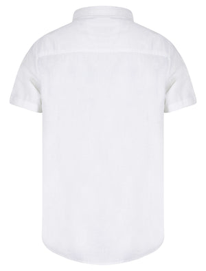 Bertrand Classic Collar Short Sleeve Cotton Linen Shirt in Bright White - Tokyo Laundry