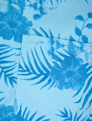 Yamuna Tropical Print Short Sleeve Shirt in Dream Blue Hibiscus - Tokyo Laundry