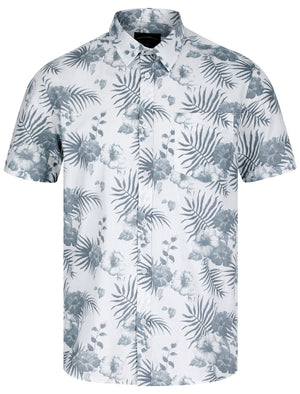 Yamuna Tropical Print Short Sleeve Shirt in Bright White Hibiscus - Tokyo Laundry