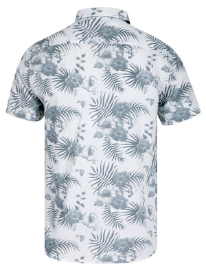 Yamuna Tropical Print Short Sleeve Shirt in Bright White Hibiscus - Tokyo Laundry