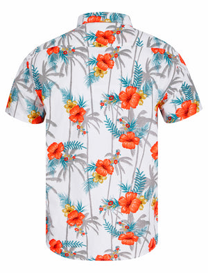 Luni Tropical Floral Print Short Sleeve Shirt in Bright White - Tokyo Laundry