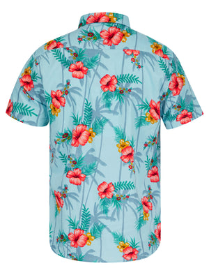Luni Tropical Floral Print Short Sleeve Shirt in Dream Blue - Tokyo Laundry