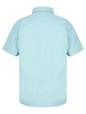 Buster Short Sleeve Cotton Twill Shirt in Angel Falls Blue - Kensington Eastside