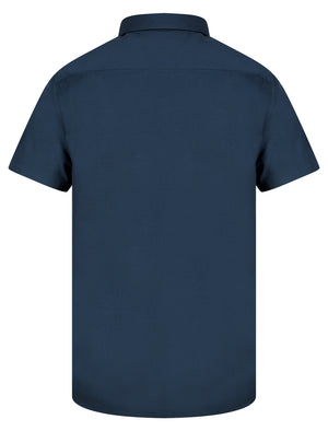 Buster Short Sleeve Cotton Twill Shirt in Dark Denim - Kensington Eastside