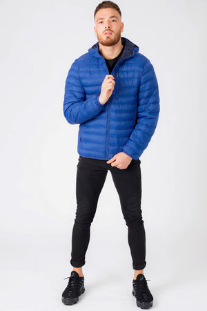 Vizzini Quilted Puffer Jacket with Hood in Sodalite Blue - Tokyo Laundry