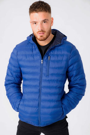 Vizzini Quilted Puffer Jacket with Hood in Sodalite Blue - Tokyo Laundry