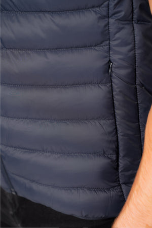 Yellin Quilted Puffer Gilet with Fleece Lined Collar in Mood Indigo - Tokyo Laundry