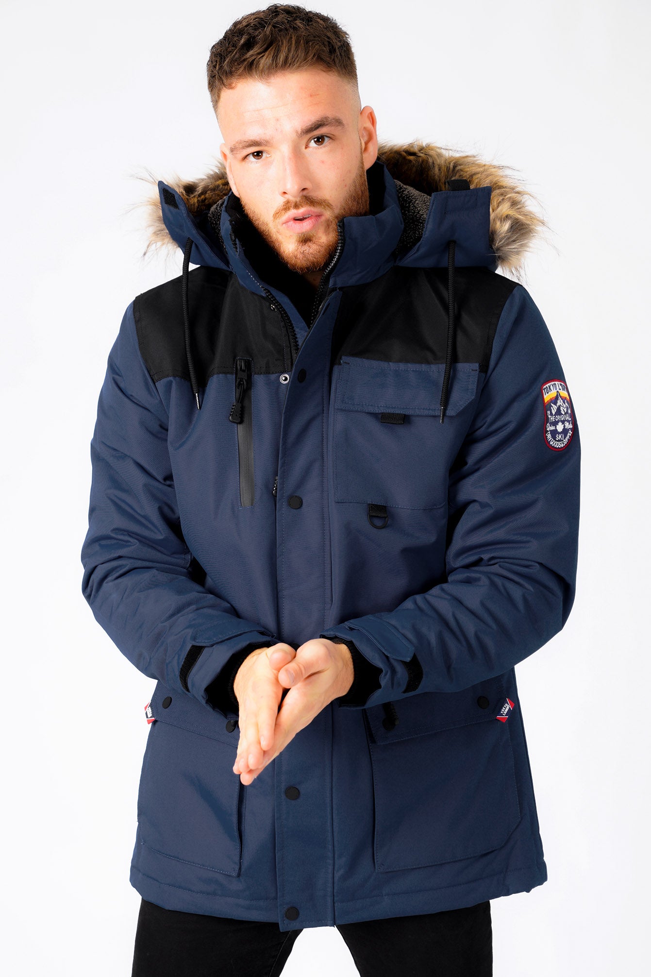 Faux fur lined utility parka coat outlet