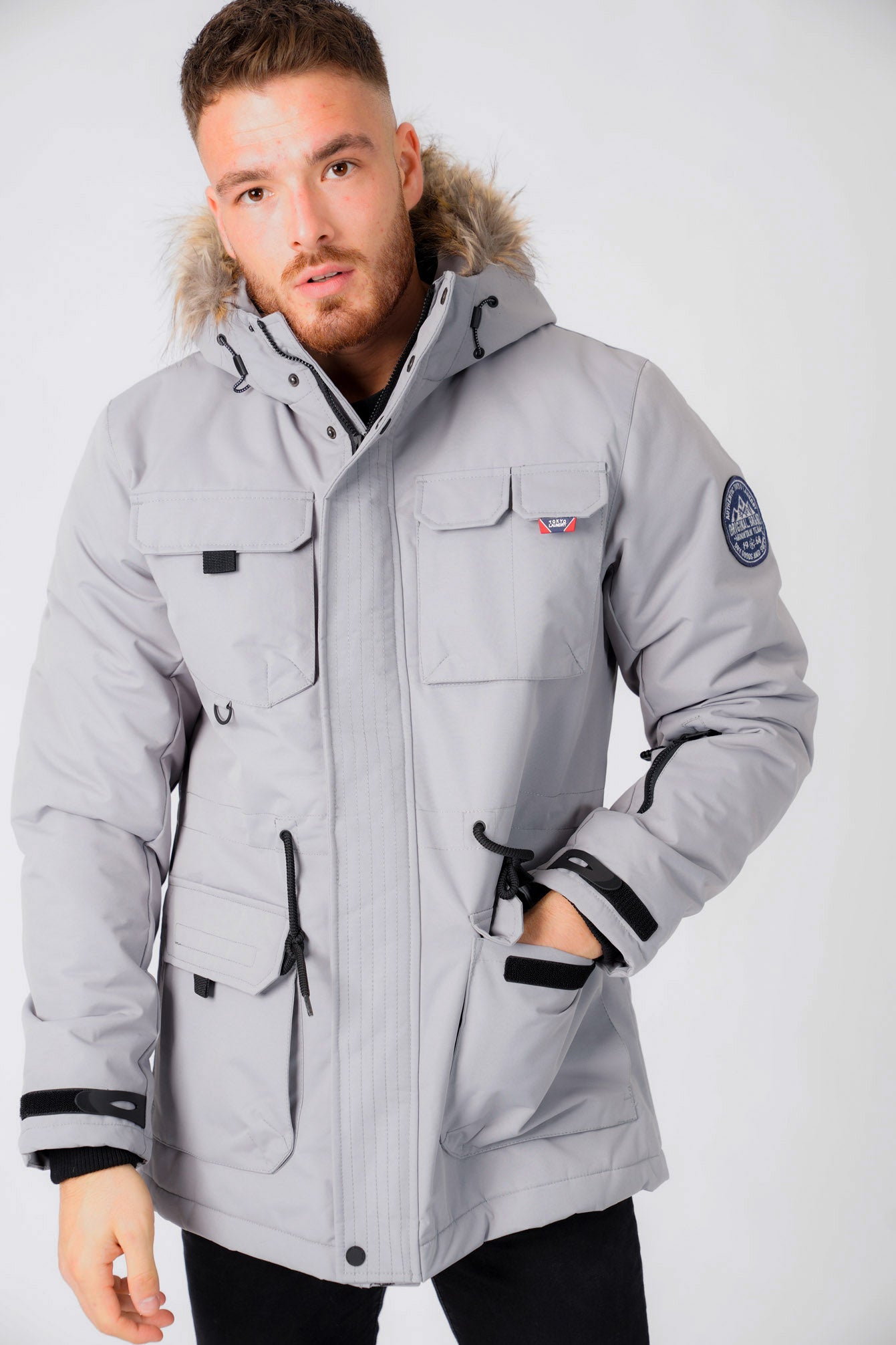 Hjalmar Utility Parka Coat with Fleece Lined Faux Fur Trim