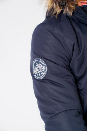 Kennett Taslon Short Parka Coat With Borg Lined Hood In Navy - Tokyo Laundry