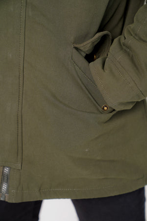 Welker Borg Lined Hooded Parka Coat with Fishtail Hem in Rosin Green - Tokyo Laundry