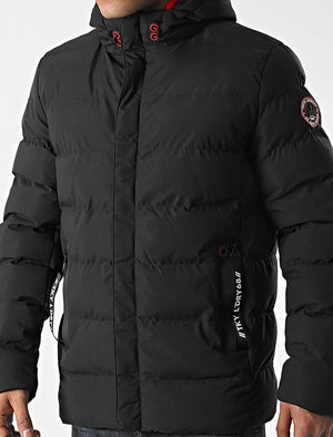 Chappin Quilted Puffer Coat with Hood In Jet Black - Tokyo Laundry