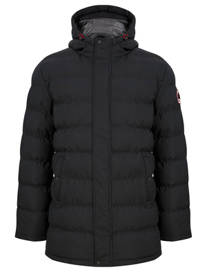 Alvar Quilted Puffer Jacket with Hood in Jet Black - Tokyo Laundry Active Tech