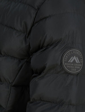 Tayten Quilted Puffer Jacket with Hood in Jet Black - Tokyo Laundry