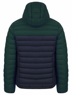 Virgo Colour Block Quilted Puffer Jacket with Hood in Green Gables - Tokyo Laundry