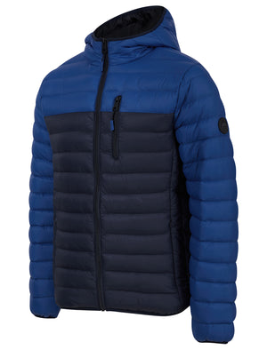 Virgo Colour Block Quilted Puffer Jacket with Hood in Sodalite Blue - Tokyo Laundry